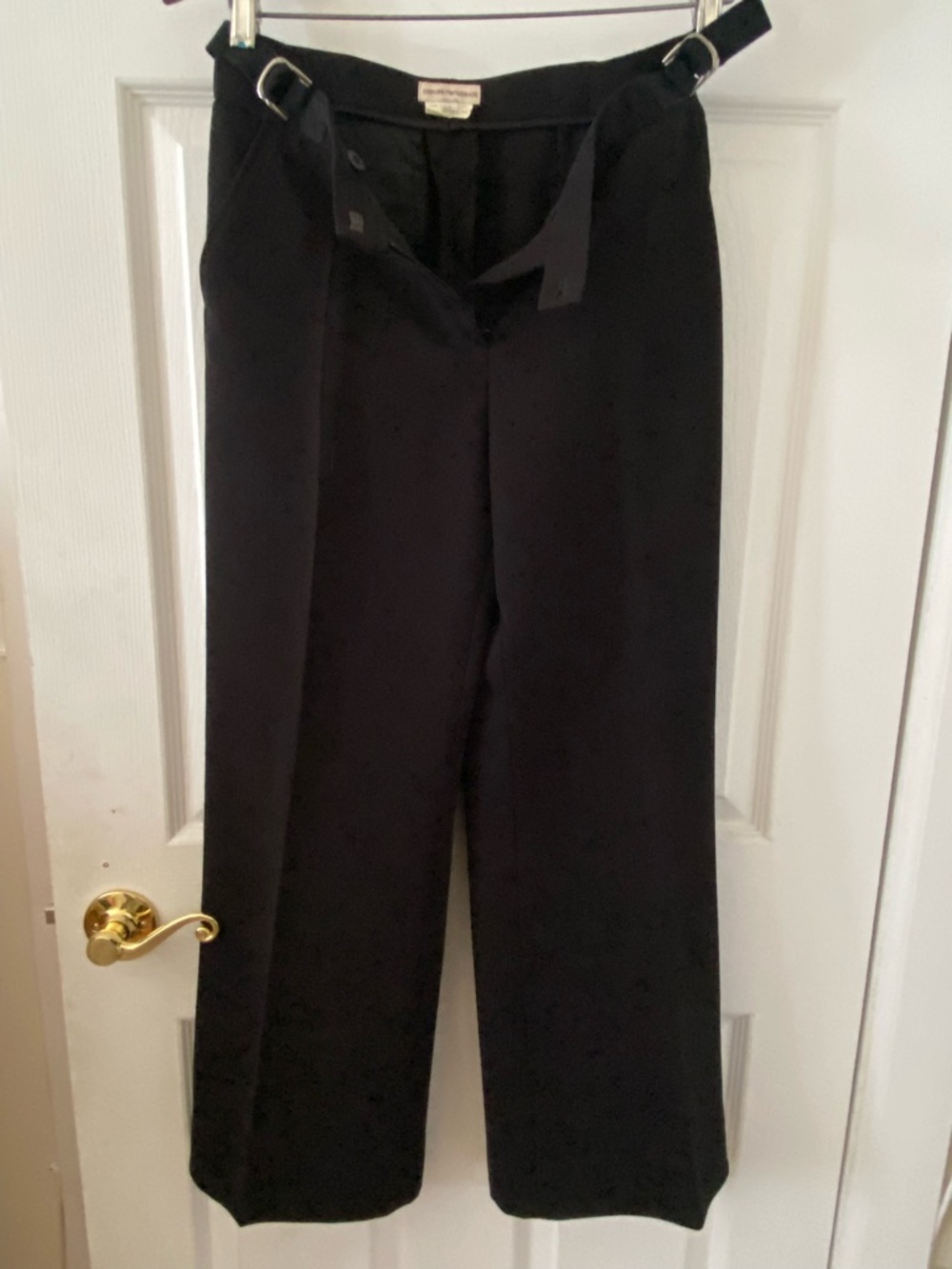 Emporio Armani Black Wide-Leg Trousers with Buckle Detail